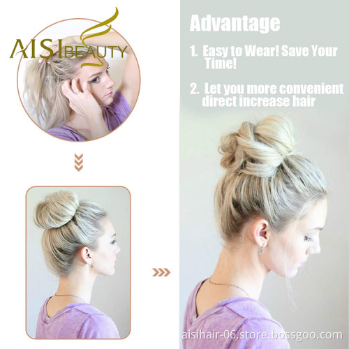 Aisi Beauty Top Quality Wholesale Multi Color Synthetic Curly Messy Donut Chignon Bun Elastic Rope Rubber Band Hair Extension